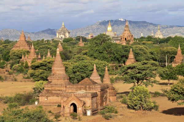 View of Bagan from a hot air balloon