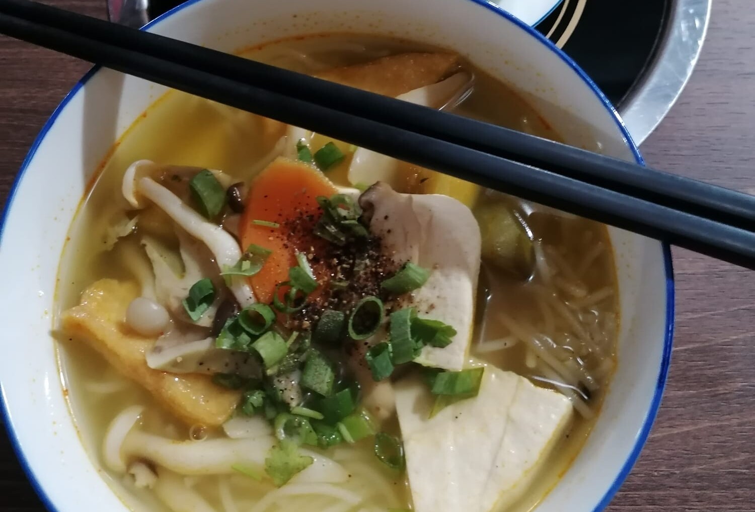 Bowl of vegetarian food in Vietnam
