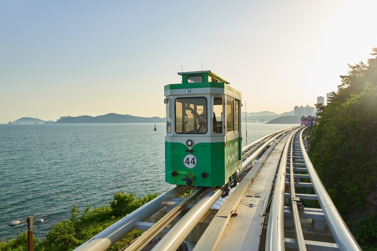 Busan beach train south korea