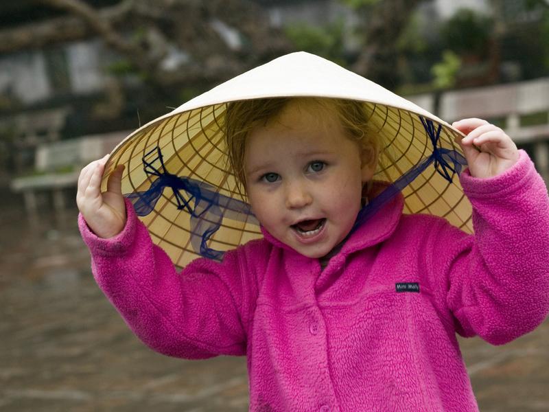 Family playing in the water