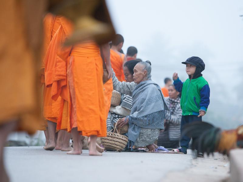 Alms giving in Luang Prabang